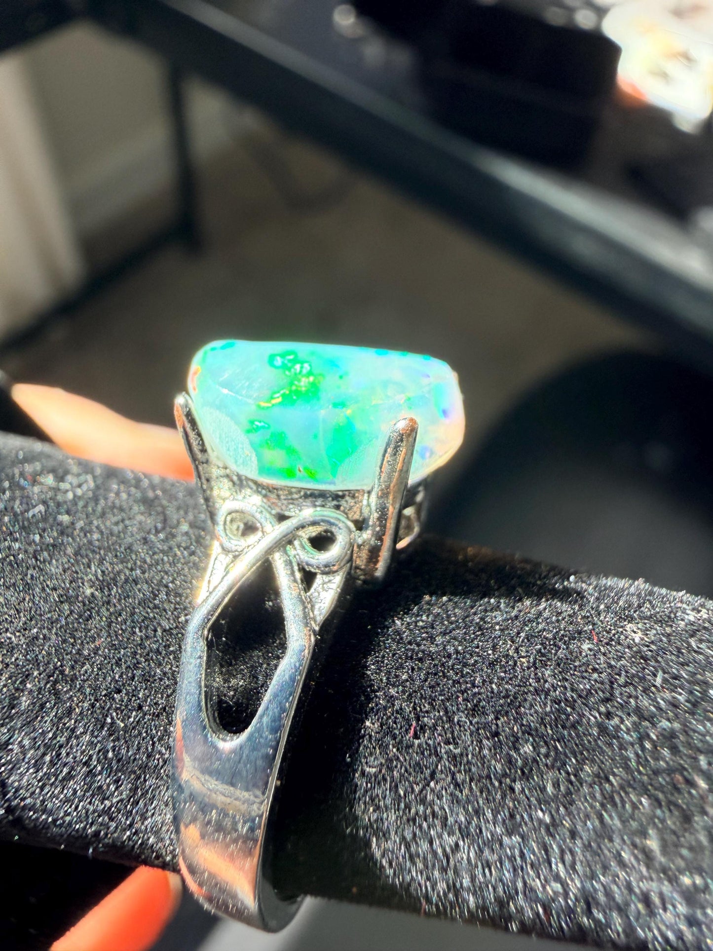 2.4 carat Ethiopian opal adjustable ring