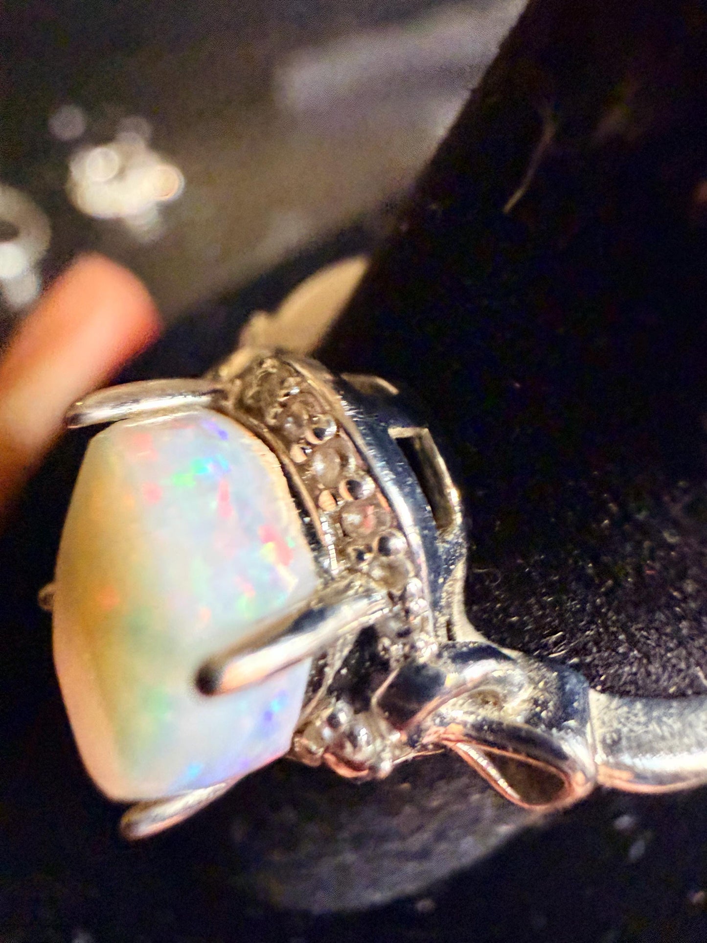 2 carat Australian opal silver adjustable ring (Coober Pedy)