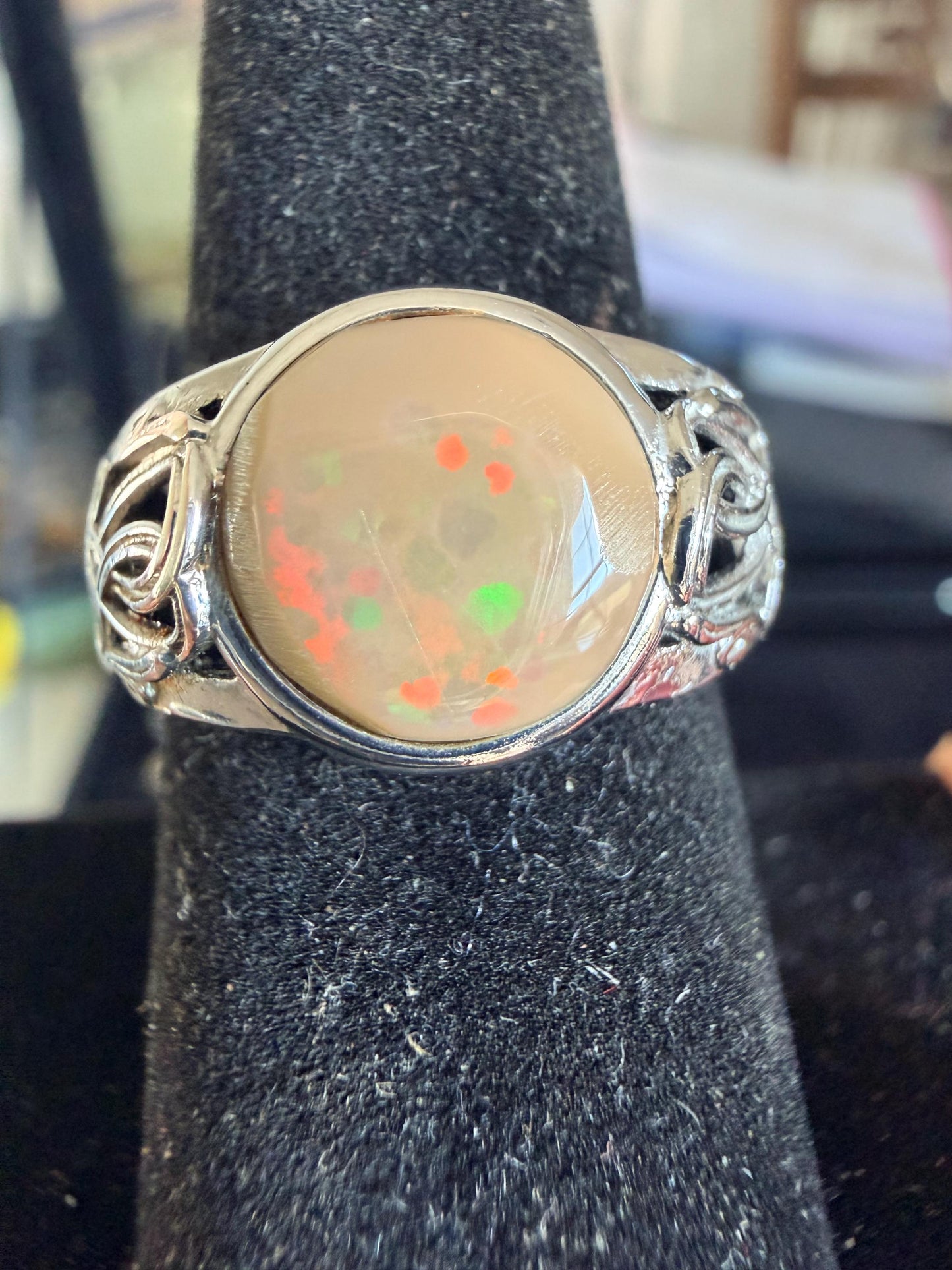 2.2 carat Ethiopian opal chocolate adjustable ring