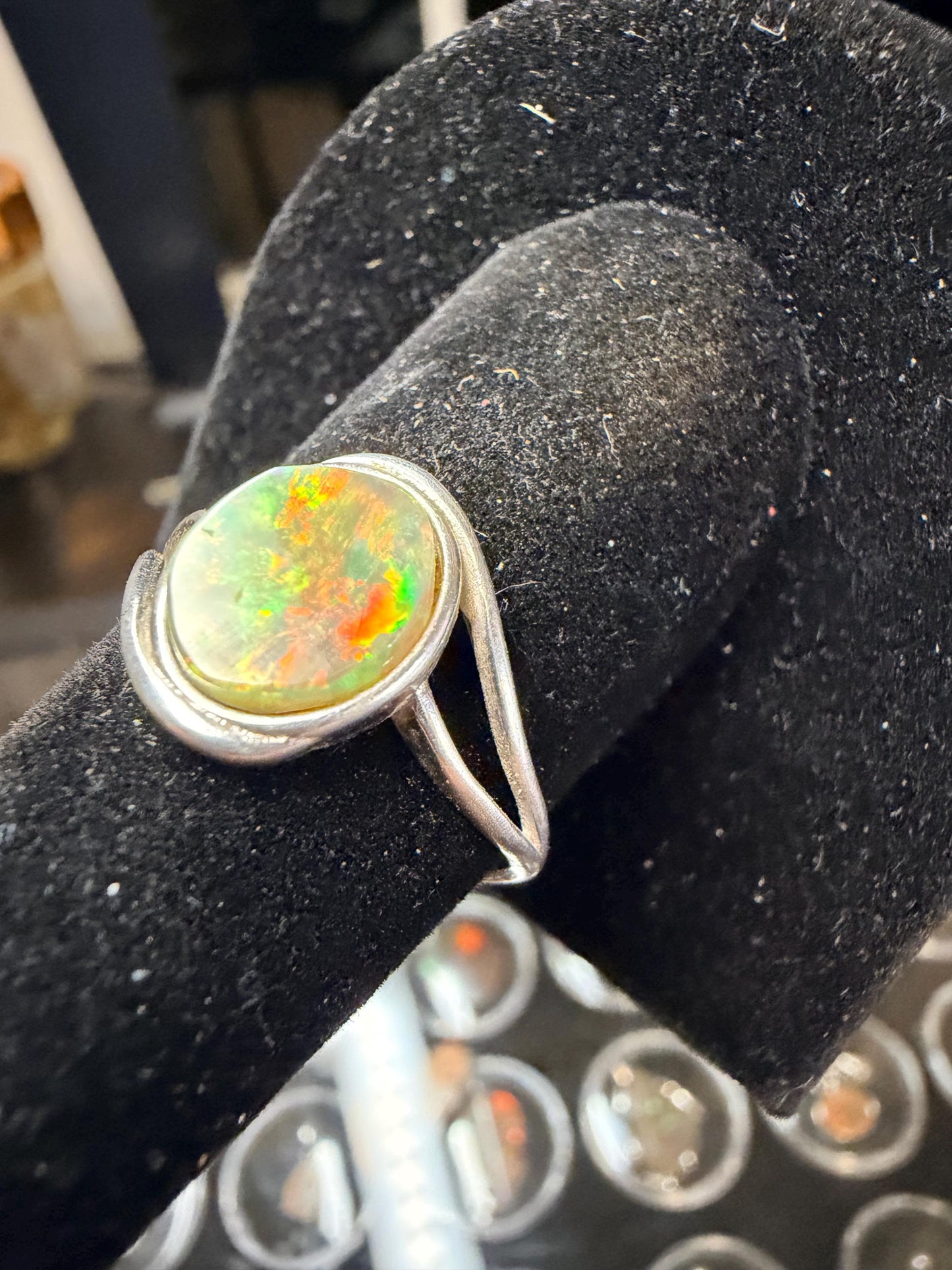 2.1 carat Ethiopian opal adjustable ring