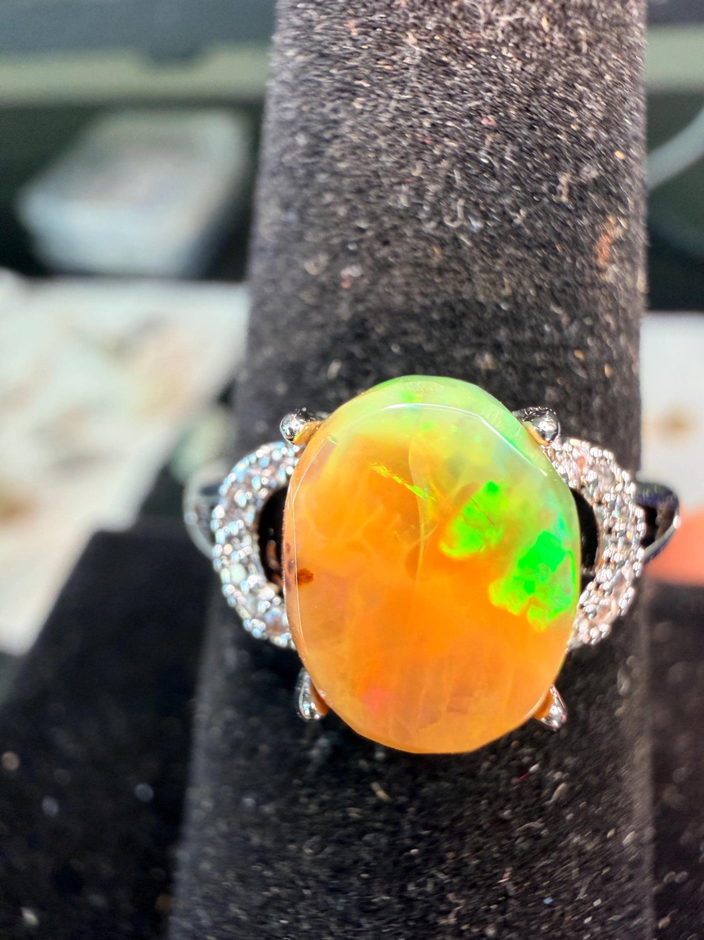 2.1 carat Ethiopian opal adjustable ring
