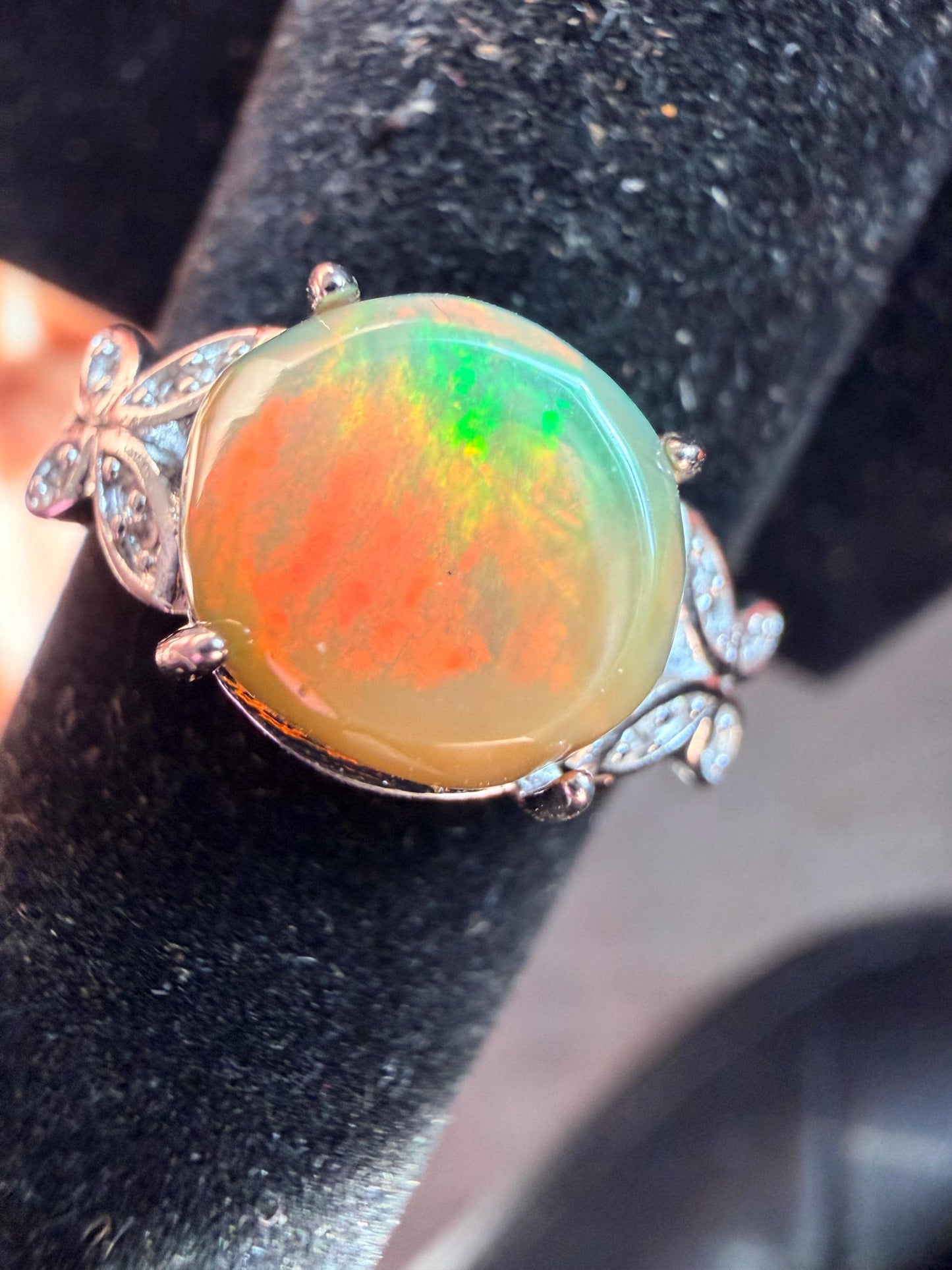 2.3 carat Ethiopian opal adjustable ring