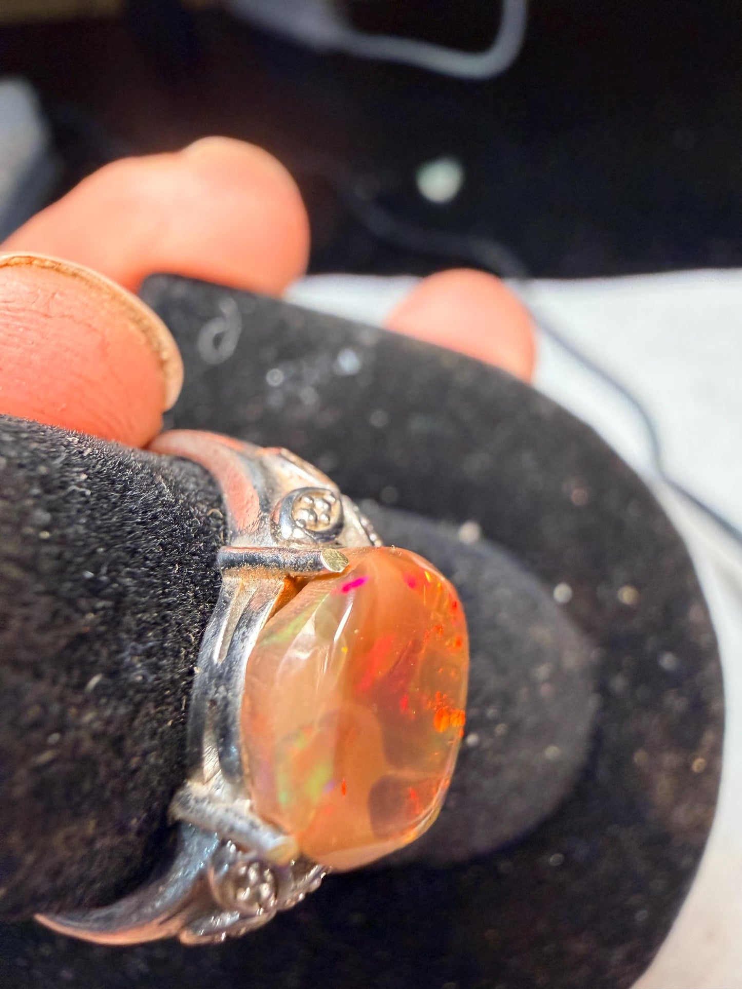 4.1 chocolate Ethiopian opal adjustable ring