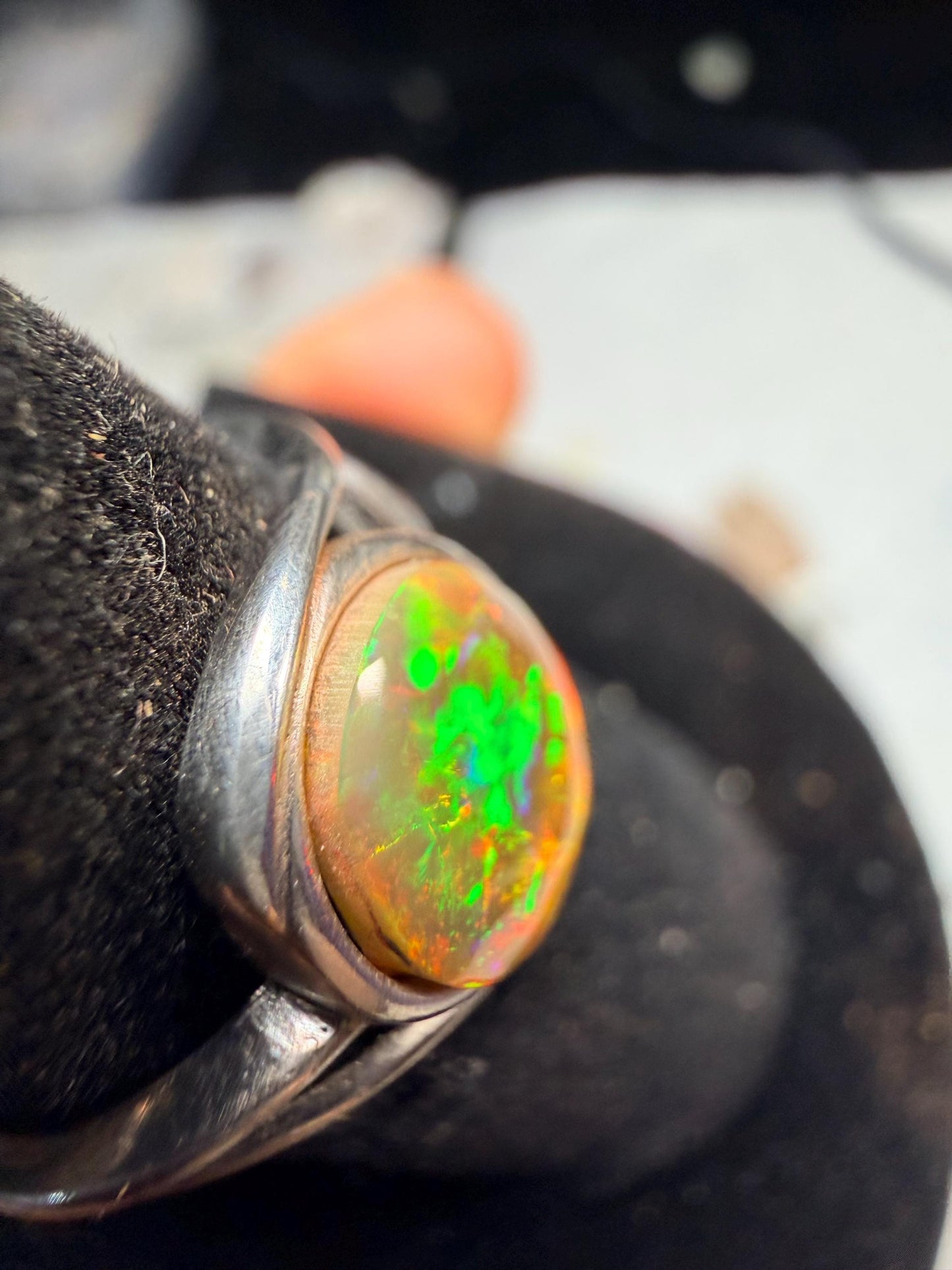 2.2 carat Ethiopian opal adjustable ring all natural