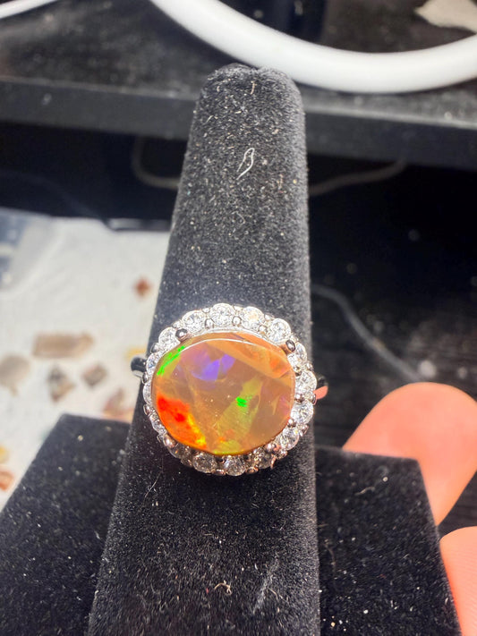 2.6 carat Ethiopian opal adjustable ring