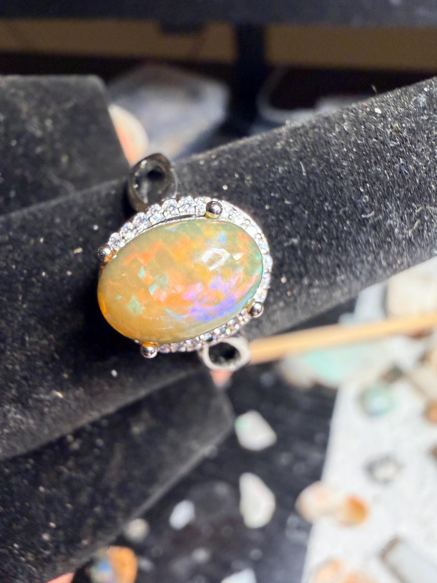 2.4 carat Ethiopian opal adjustable ring set in 925