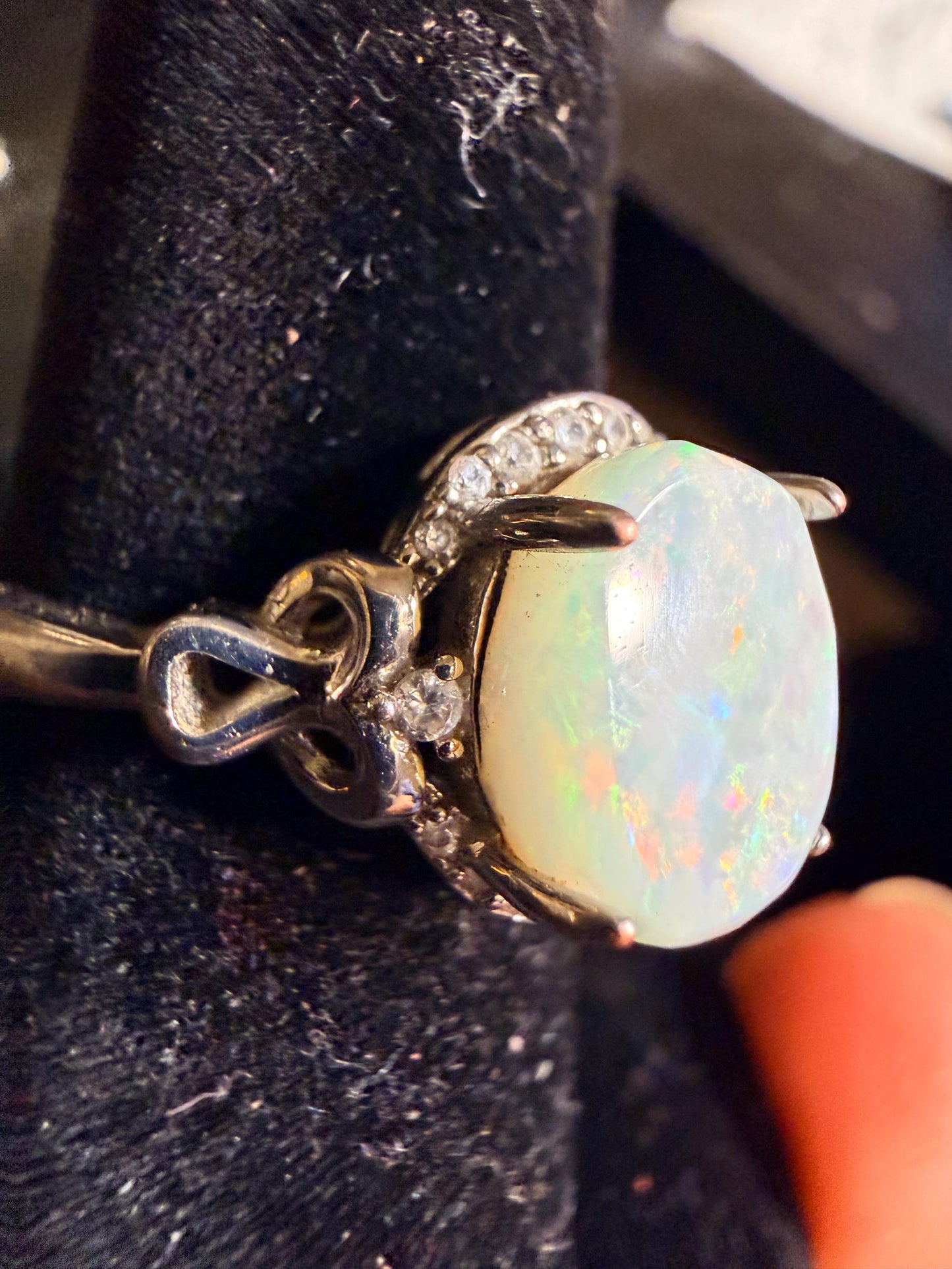 2 carat Australian opal silver adjustable ring (Coober Pedy)