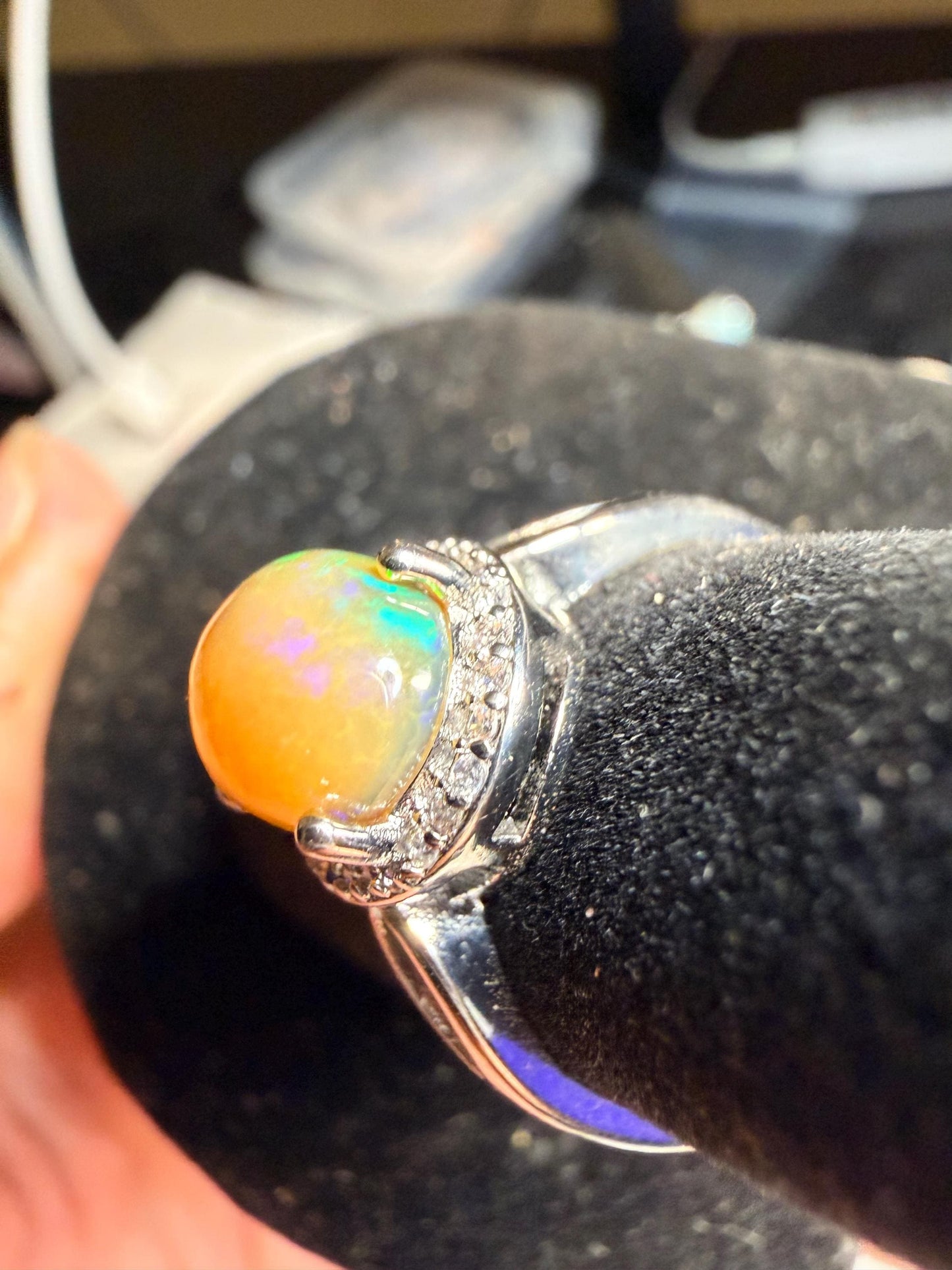 2.4 carat Ethiopian opal adjustable ring set in 925