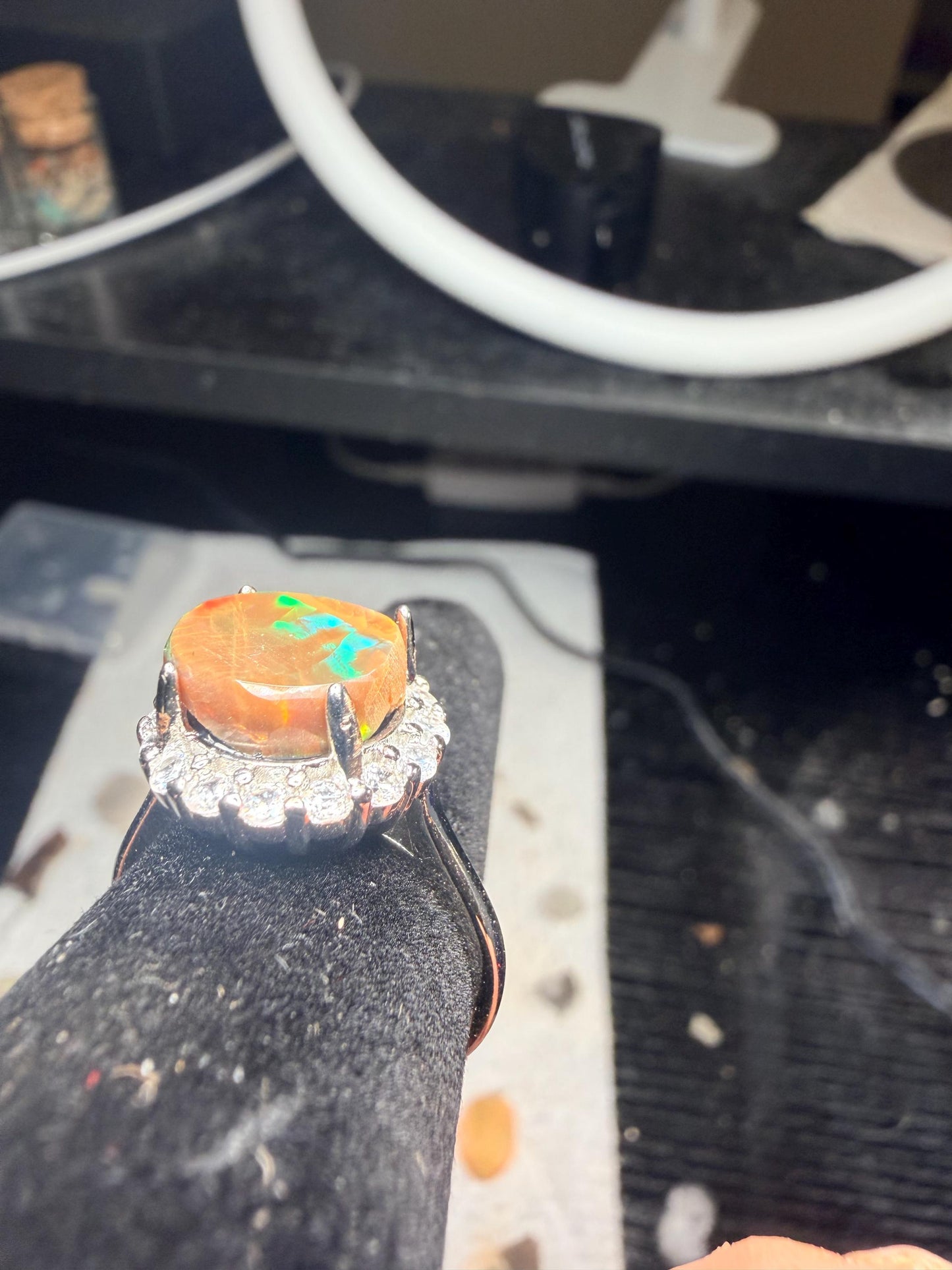 2.6 carat Ethiopian opal adjustable ring