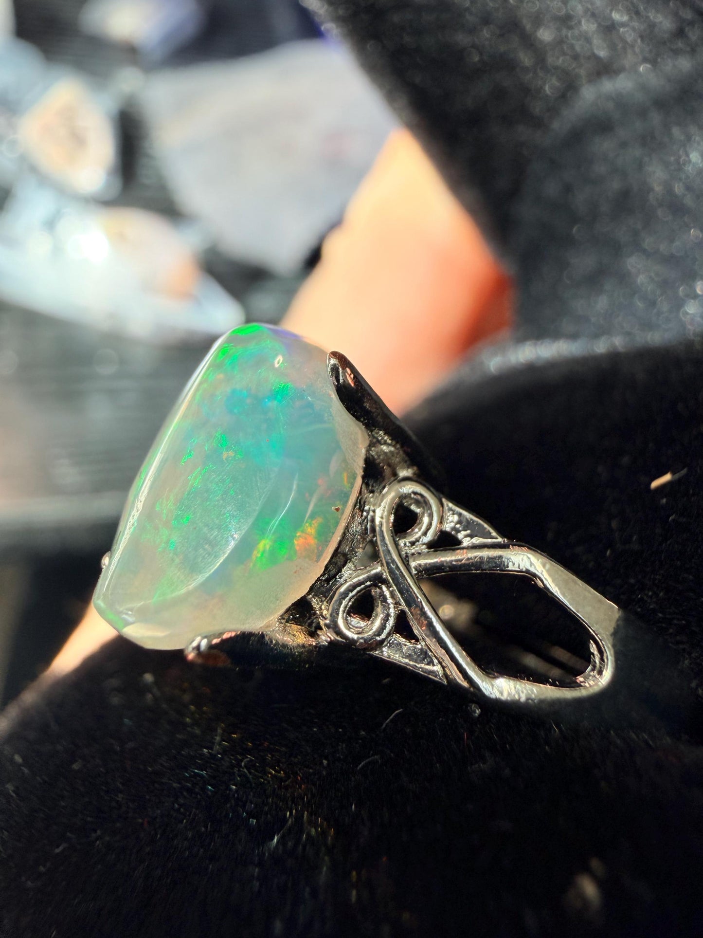 2.4 carat Ethiopian opal adjustable ring