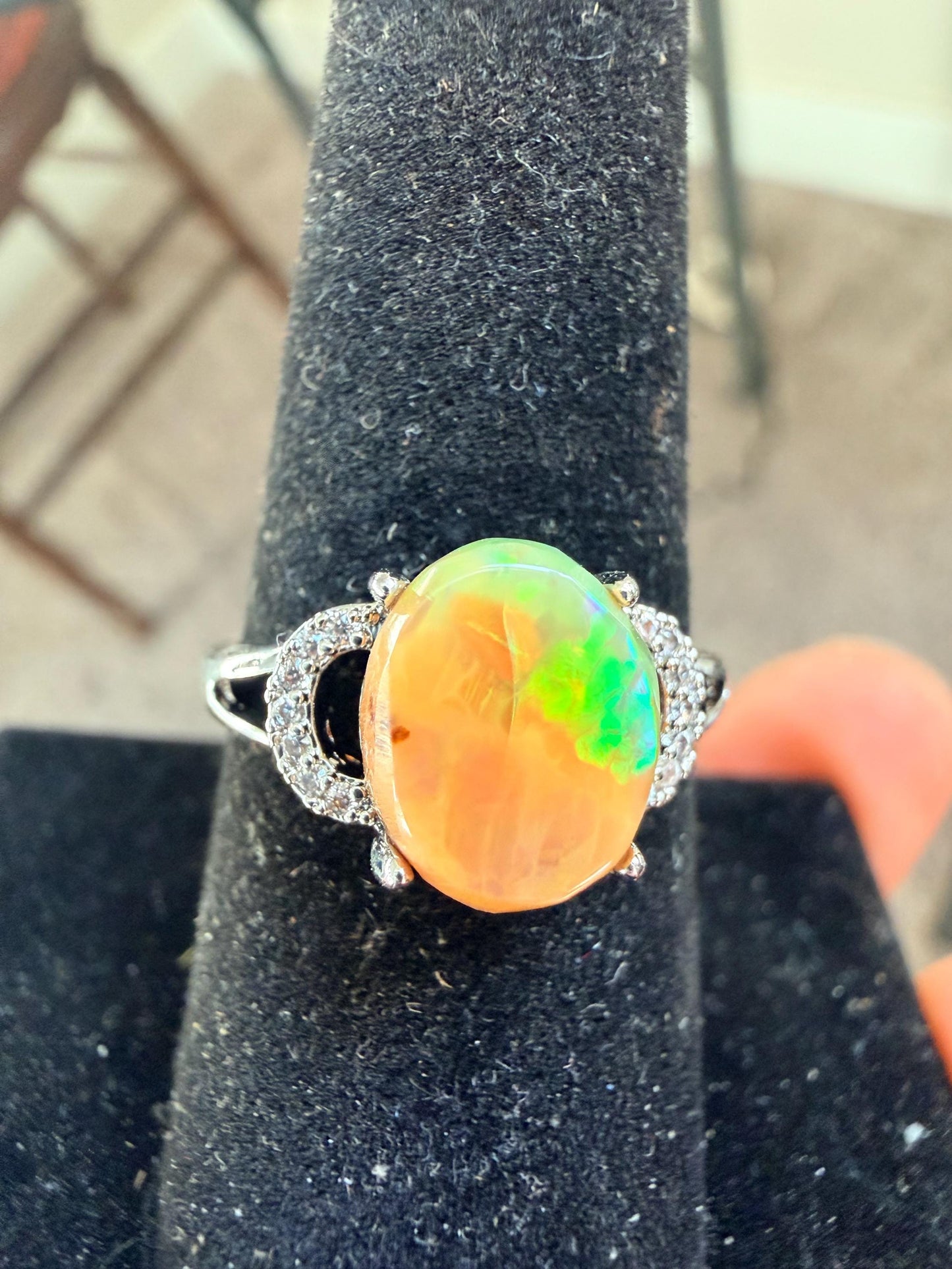 2.1 carat Ethiopian opal adjustable ring
