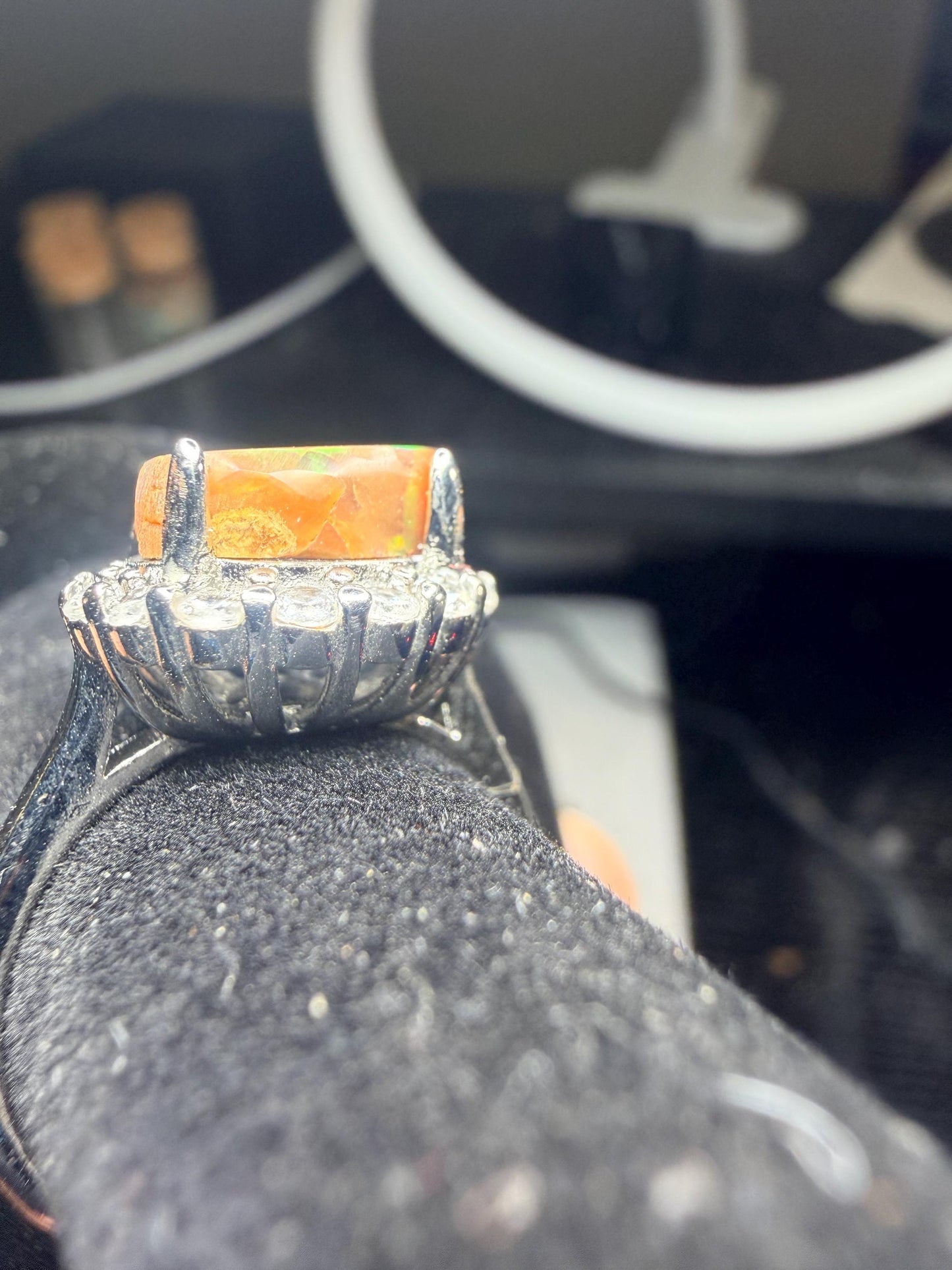 2.6 carat Ethiopian opal adjustable ring