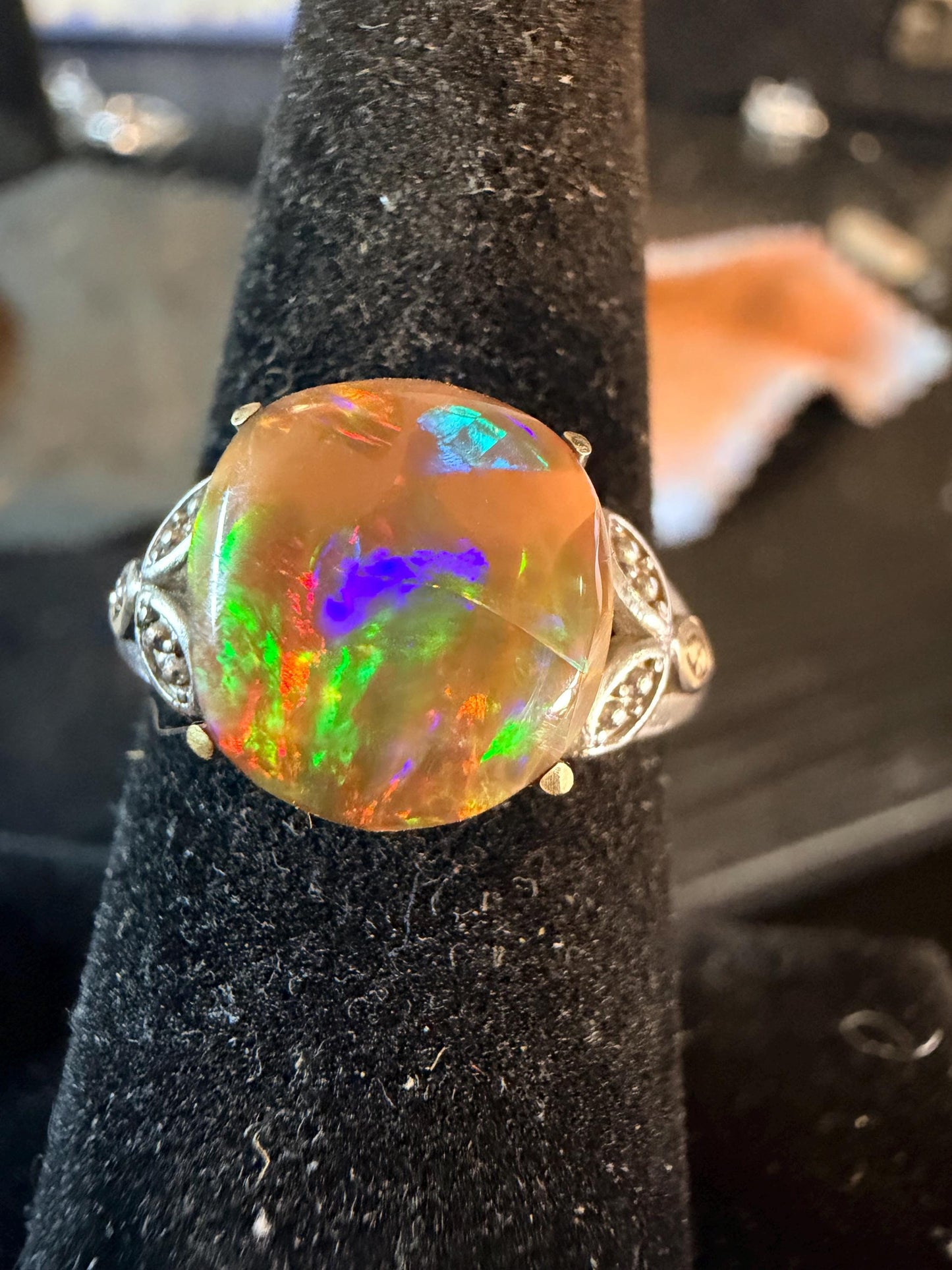 4.1 chocolate Ethiopian opal adjustable ring