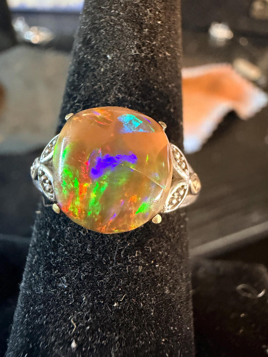 4.1 chocolate Ethiopian opal adjustable ring