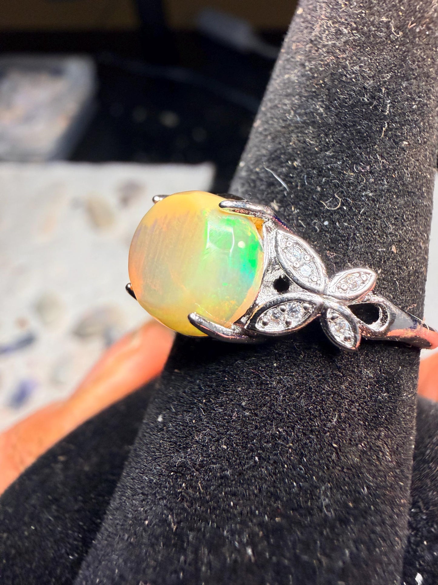 2.3 carat Ethiopian opal adjustable ring