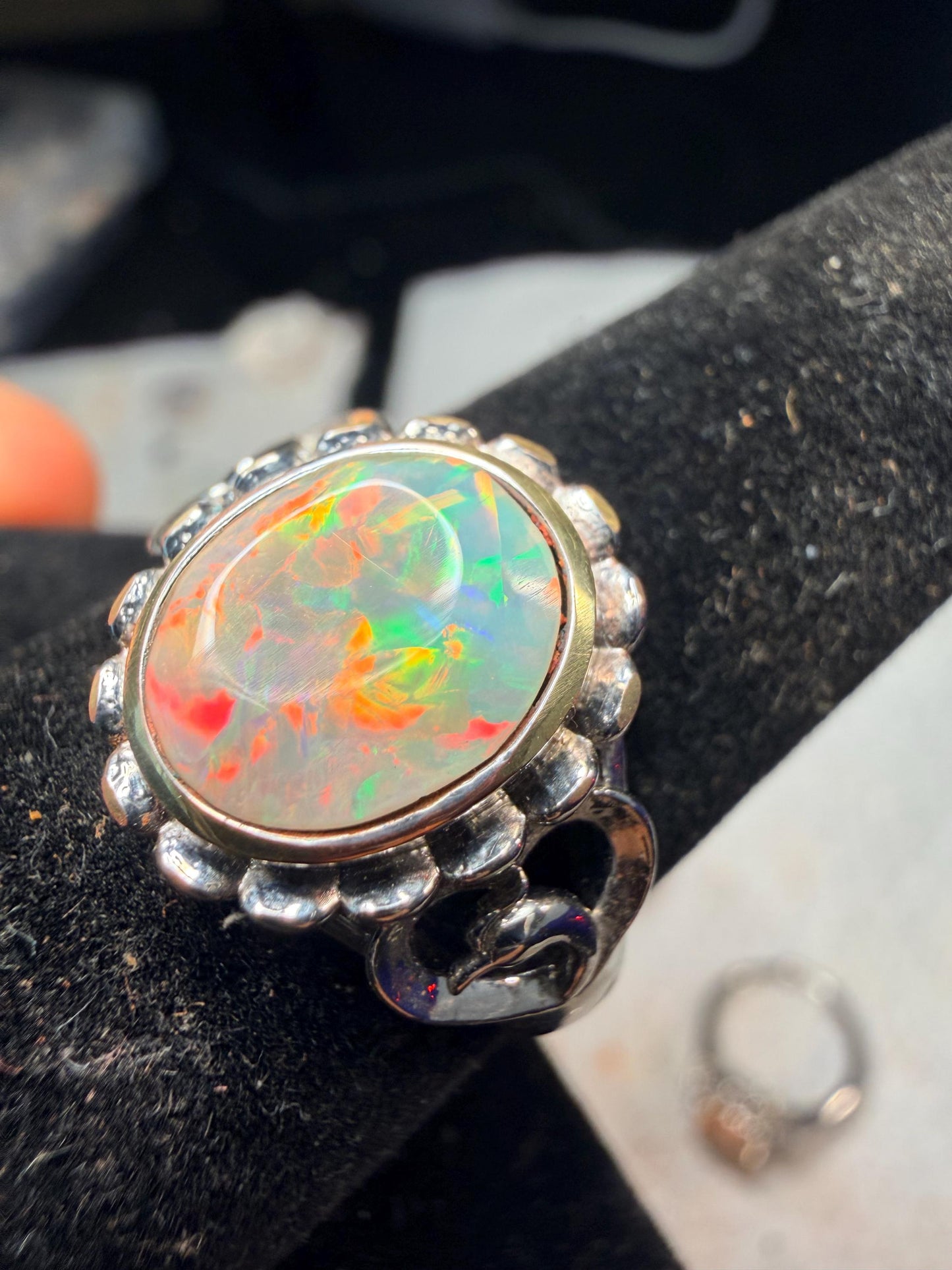1.7 carat Ethiopian opal set in an adjustable ring