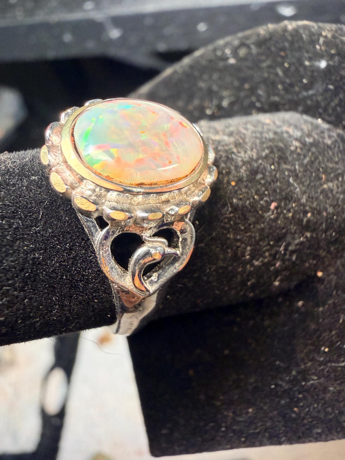 1.7 carat Ethiopian opal set in an adjustable ring