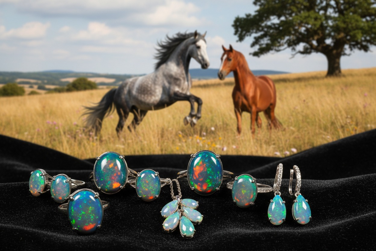 Horses and opal jewelry